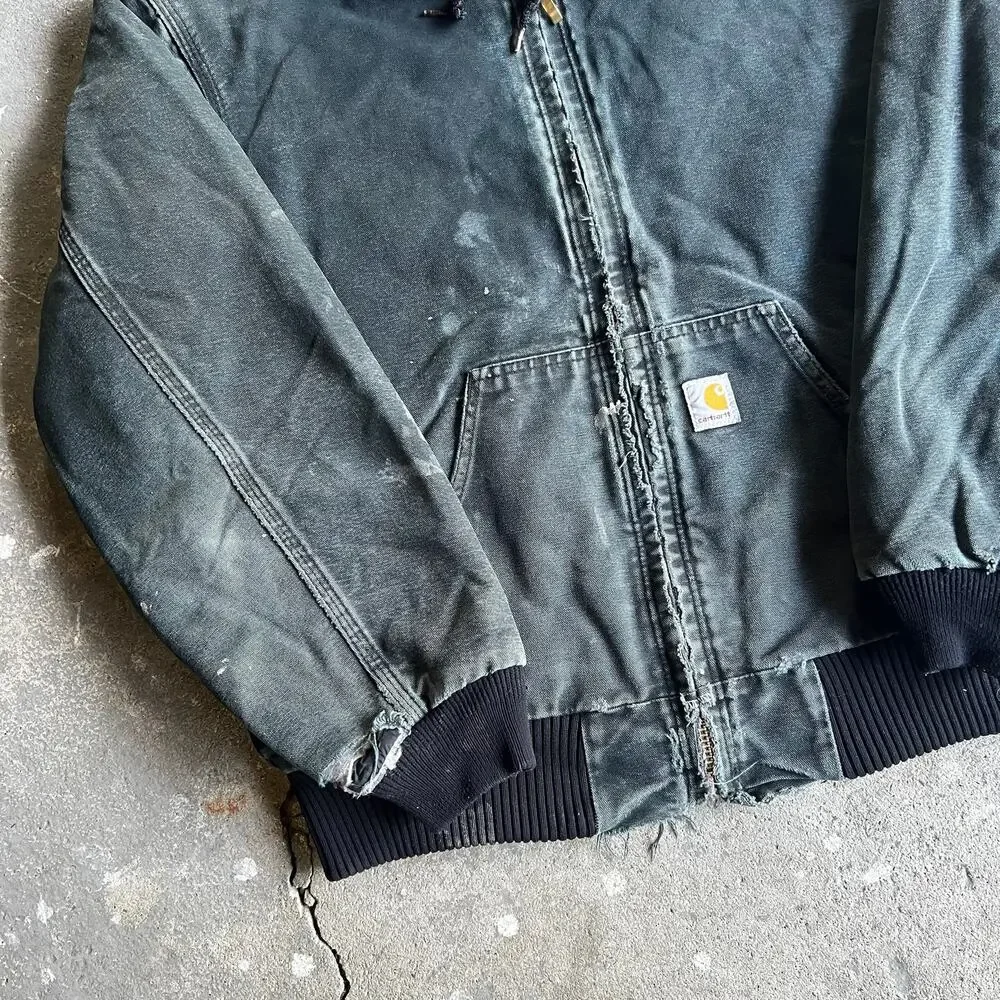 Carhartt faded black hooded work wear jacket - Picture 4 of 9